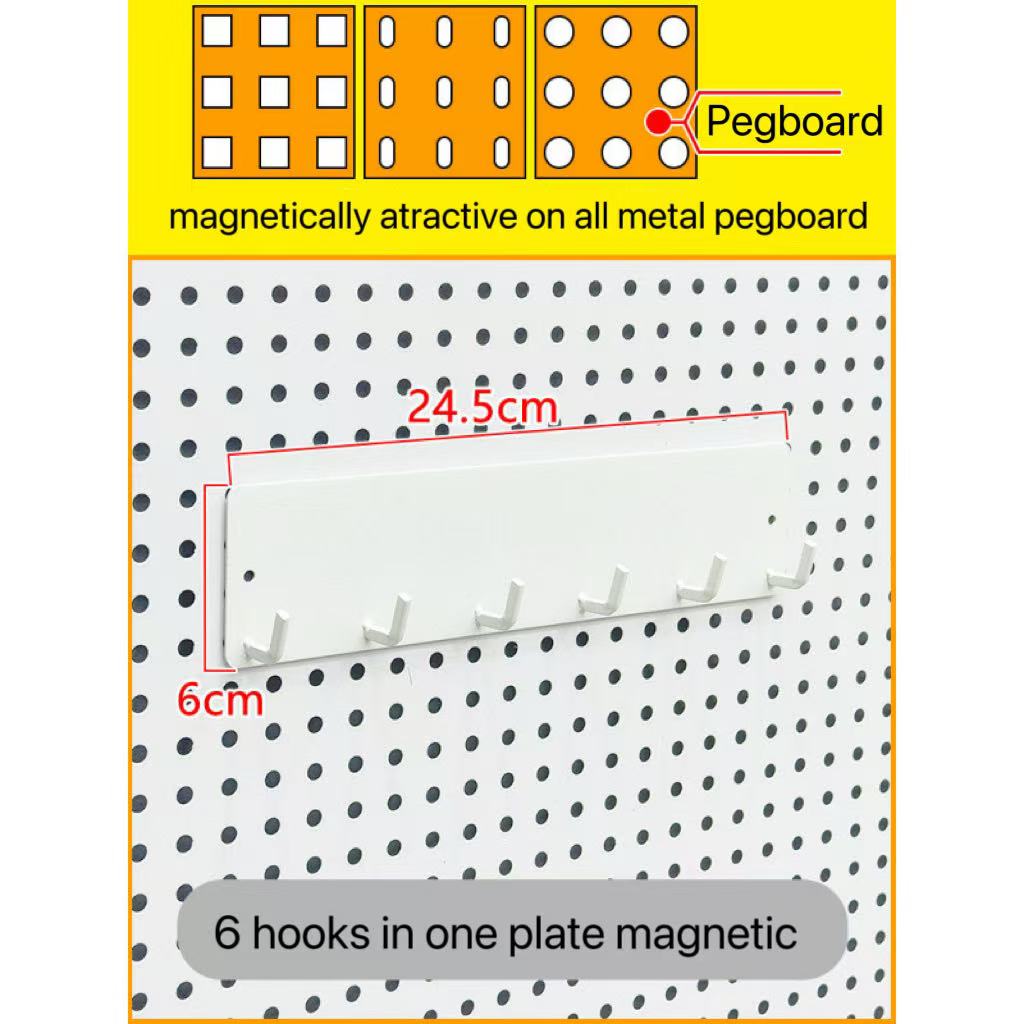Pegboard Magnetic Accessories Basket Plate Hooks for Storage Wall