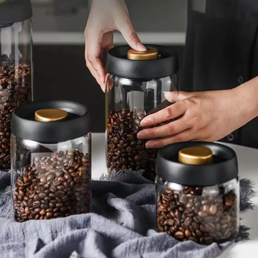 Vacuum Coffee Bean Storage Glass Jar