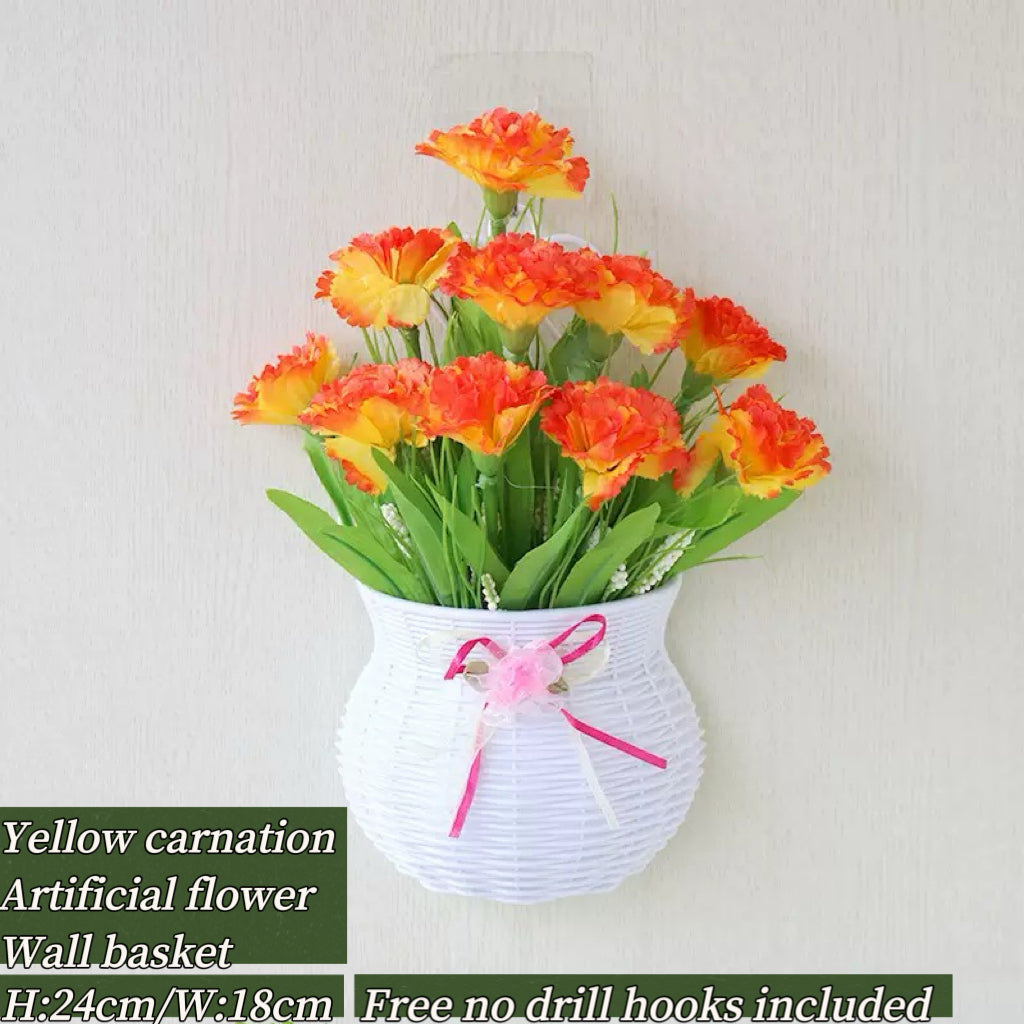Home Decor Artificial Flowers Hanging Basket Wall Decor No Drilling Hook