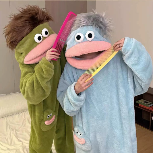 Punk Rock Vibe All Cover Crazy Style Frohawk Plush Onesie Pajamas Party with Comb