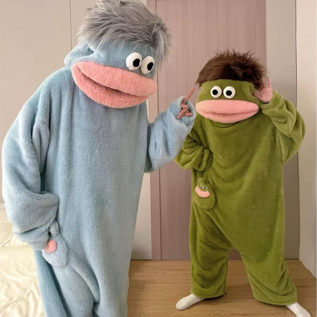 Punk Rock Vibe All Cover Crazy Style Frohawk Plush Onesie Pajamas Party with Comb