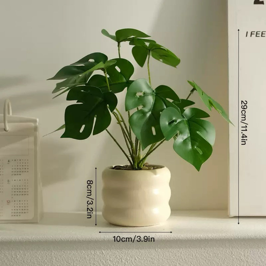 Free Shipping Green Plants  Monstera & Mini Pine Potted Plants Home Decor Artificial Flowers