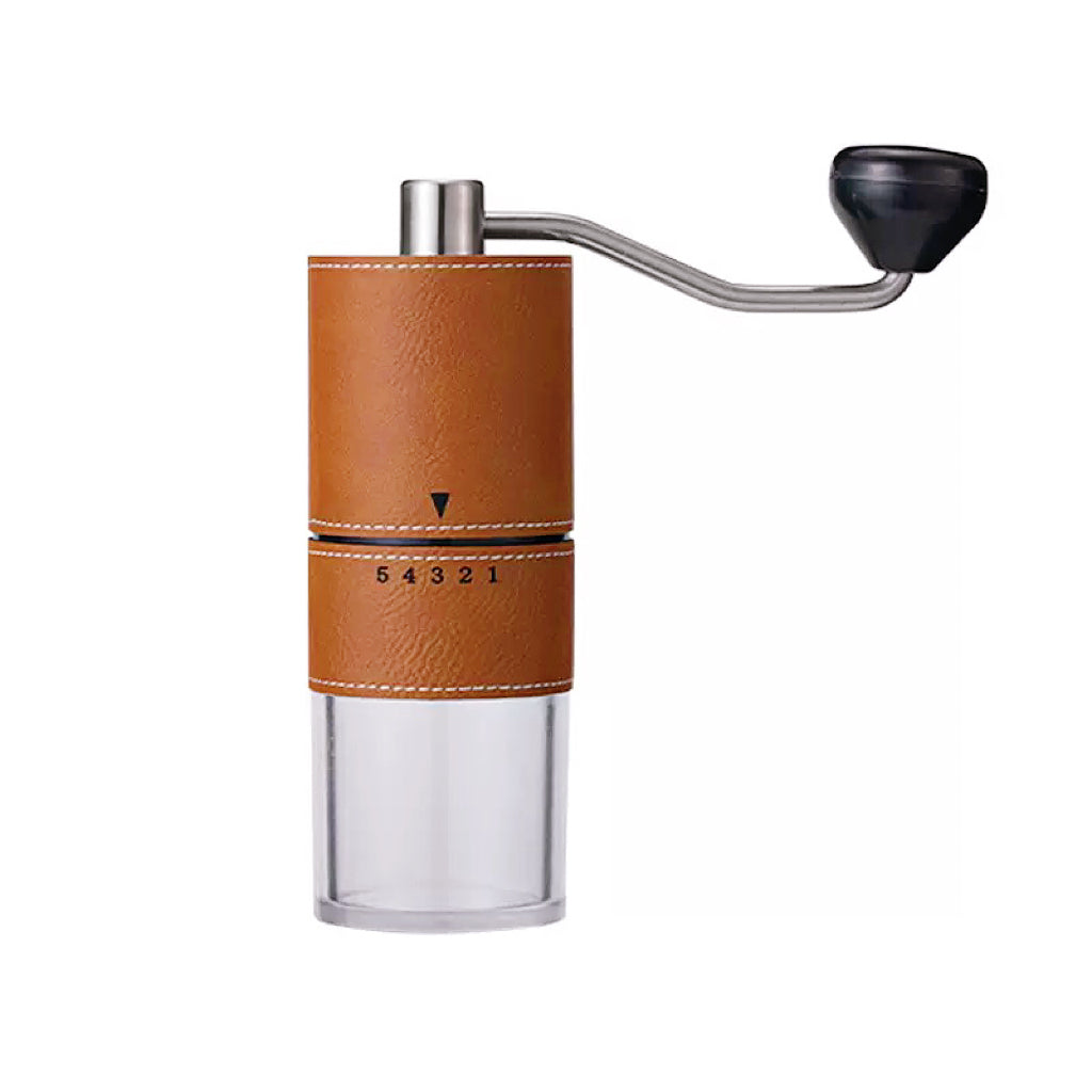 Customized LOGO Leather Outer Layer Camping Coffee Grinder