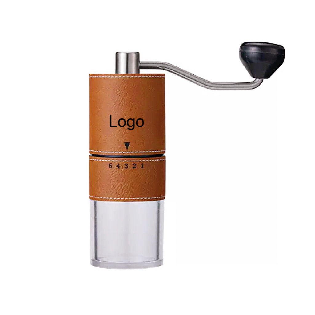 Customized LOGO Leather Outer Layer Camping Coffee Grinder