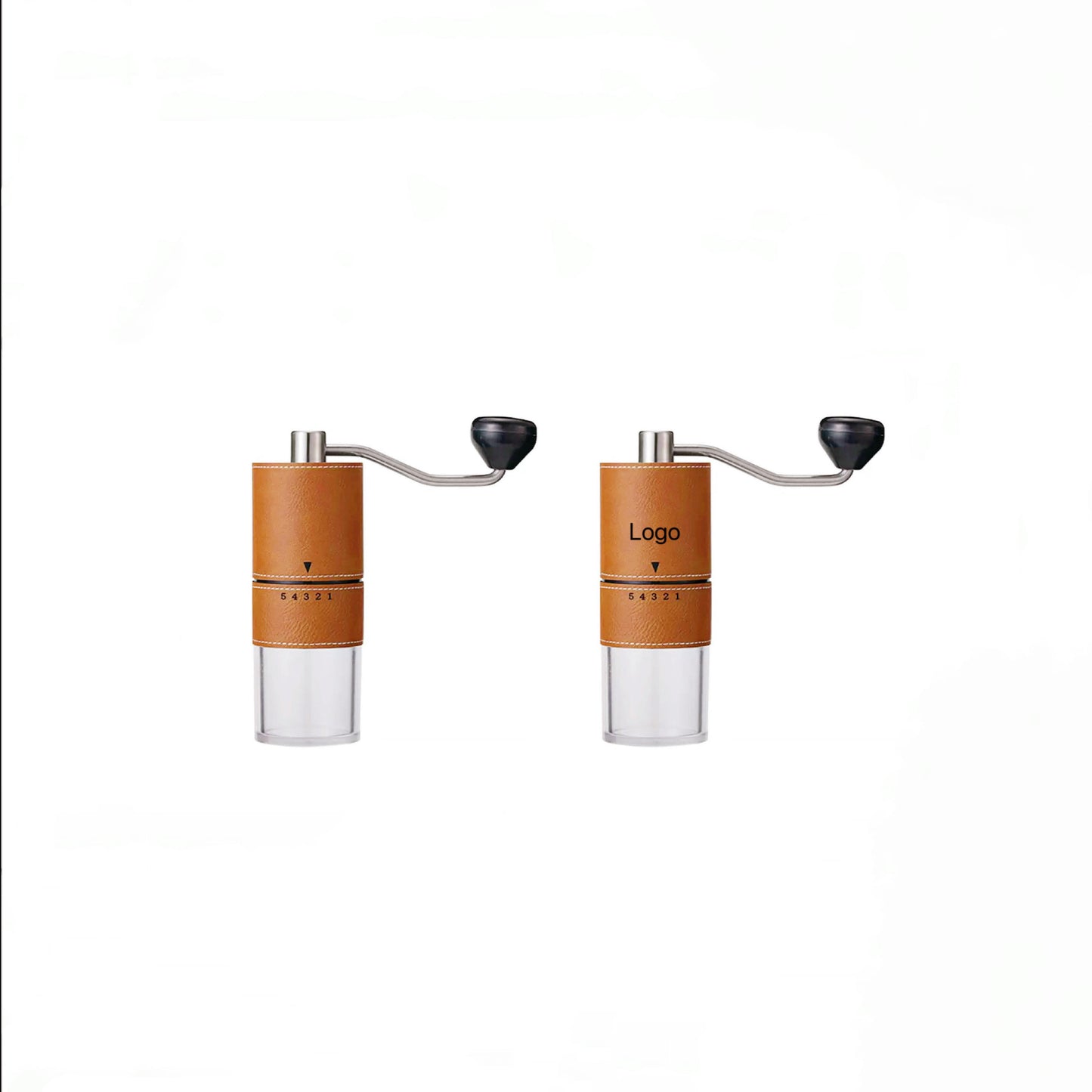 Customized LOGO Leather Outer Layer Camping Coffee Grinder