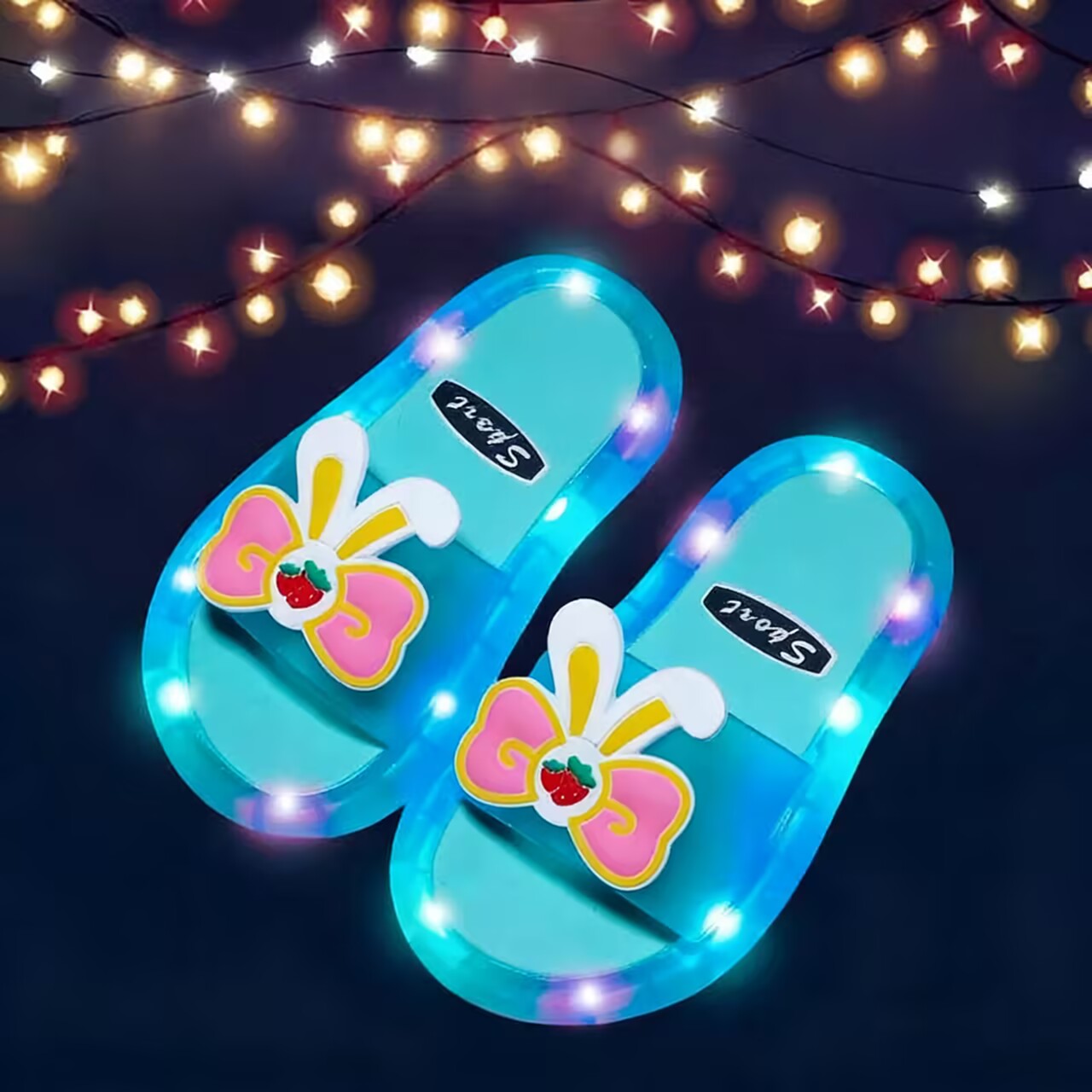 Children Sparkly LED Shining Crystal Plastic Summer Lightweight Non-slip Slippers