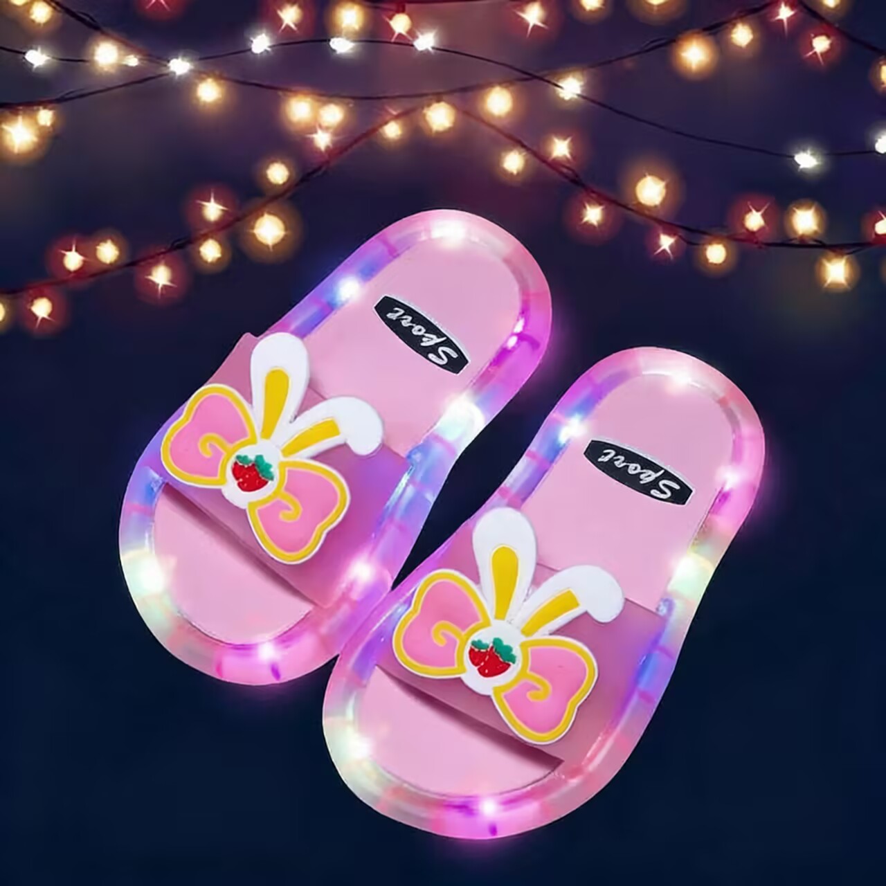 Children Sparkly LED Shining Crystal Plastic Summer Lightweight Non-slip Slippers