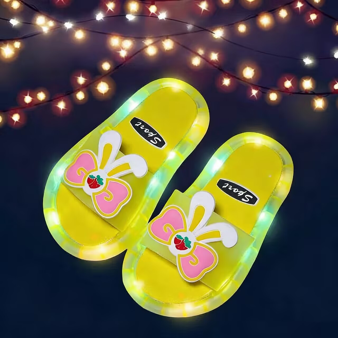Children Sparkly LED Shining Crystal Plastic Summer Lightweight Non-slip Slippers