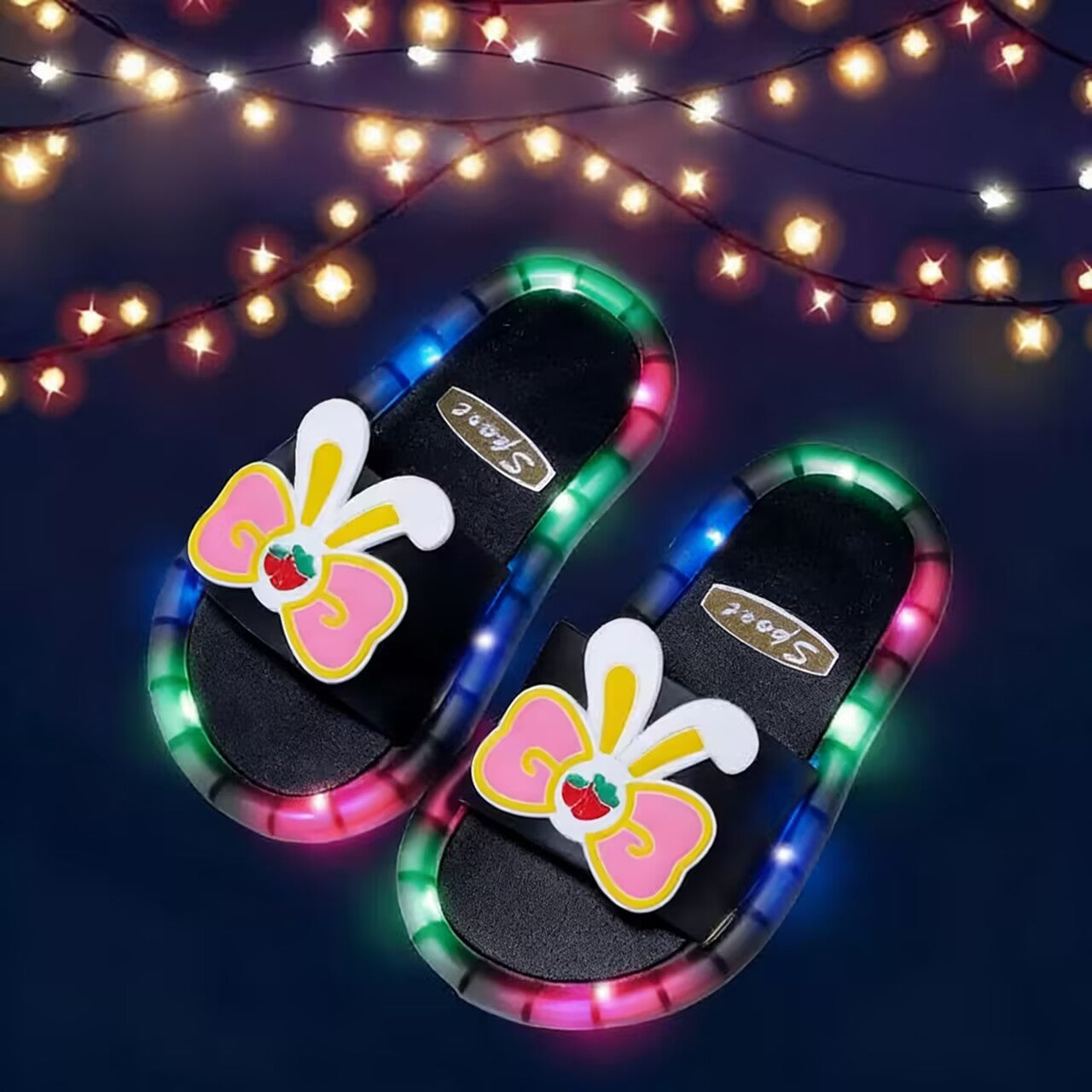 Children Sparkly LED Shining Crystal Plastic Summer Lightweight Non-slip Slippers