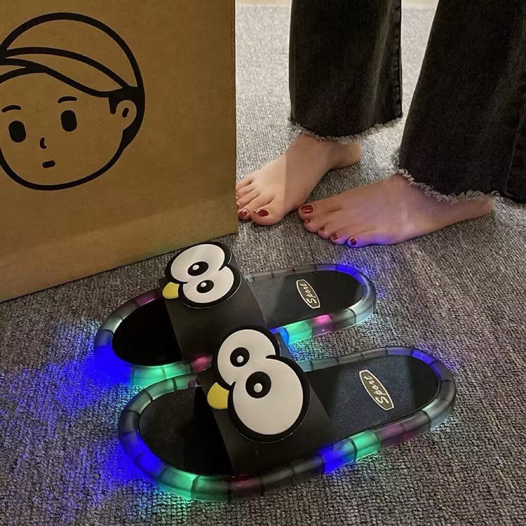 Cute Sparkly LED Shining Crystal Plastic Color Lightweight Non-slip Slippers