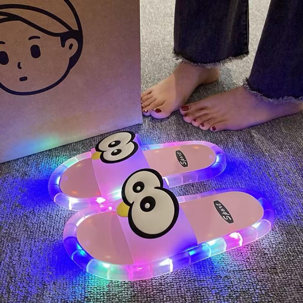 Cute Sparkly LED Shining Crystal Plastic Color Lightweight Non-slip Slippers