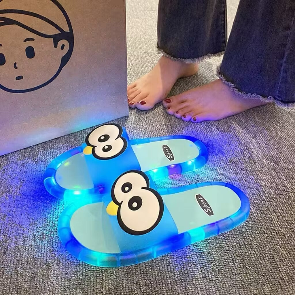 Cute Sparkly LED Shining Crystal Plastic Color Lightweight Non-slip Slippers
