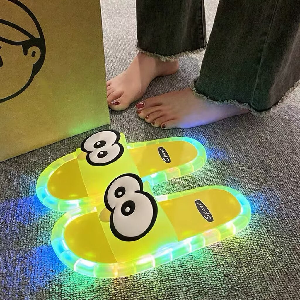 Cute Sparkly LED Shining Crystal Plastic Color Lightweight Non-slip Slippers