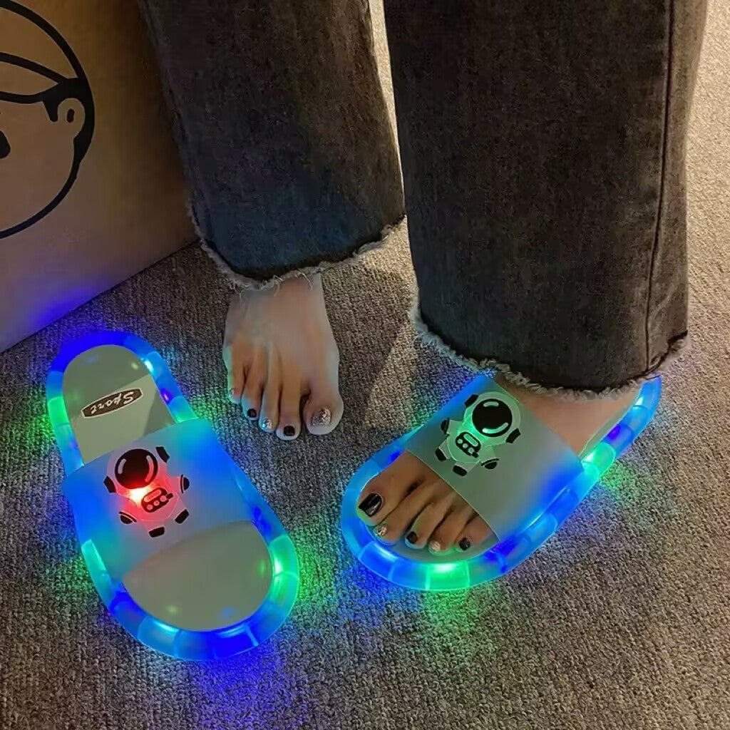 Cute Sparkly LED Shining Crystal Plastic Color Lightweight Non-slip Slippers