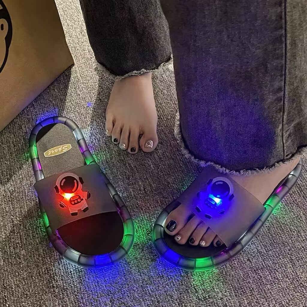 Cute Sparkly LED Shining Crystal Plastic Color Lightweight Non-slip Slippers