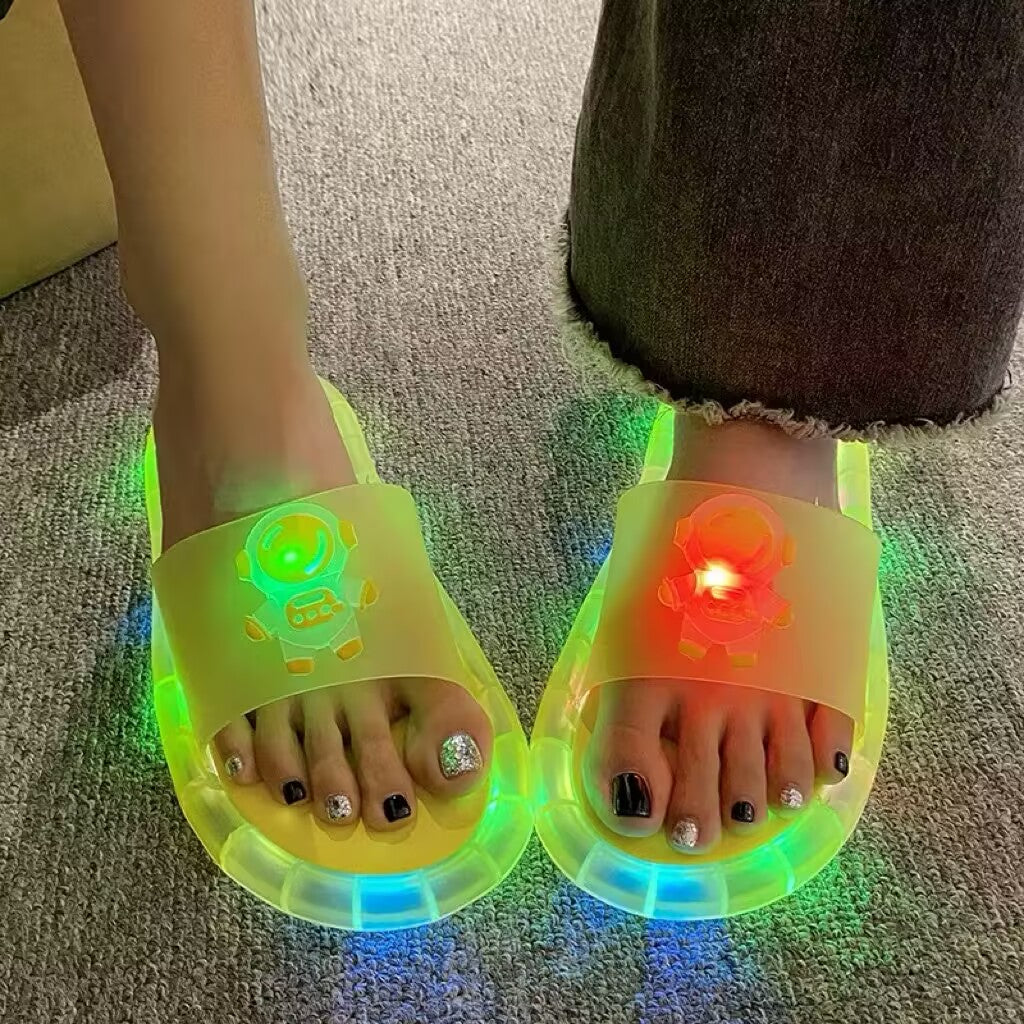 Cute Sparkly LED Shining Crystal Plastic Color Lightweight Non-slip Slippers