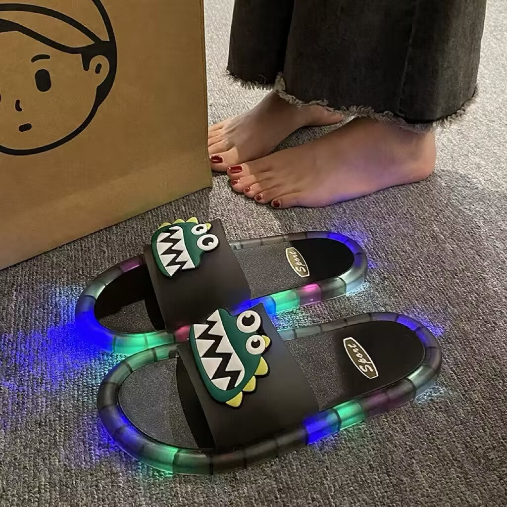 Cute Sparkly LED Shining Crystal Plastic Color Lightweight Non-slip Slippers