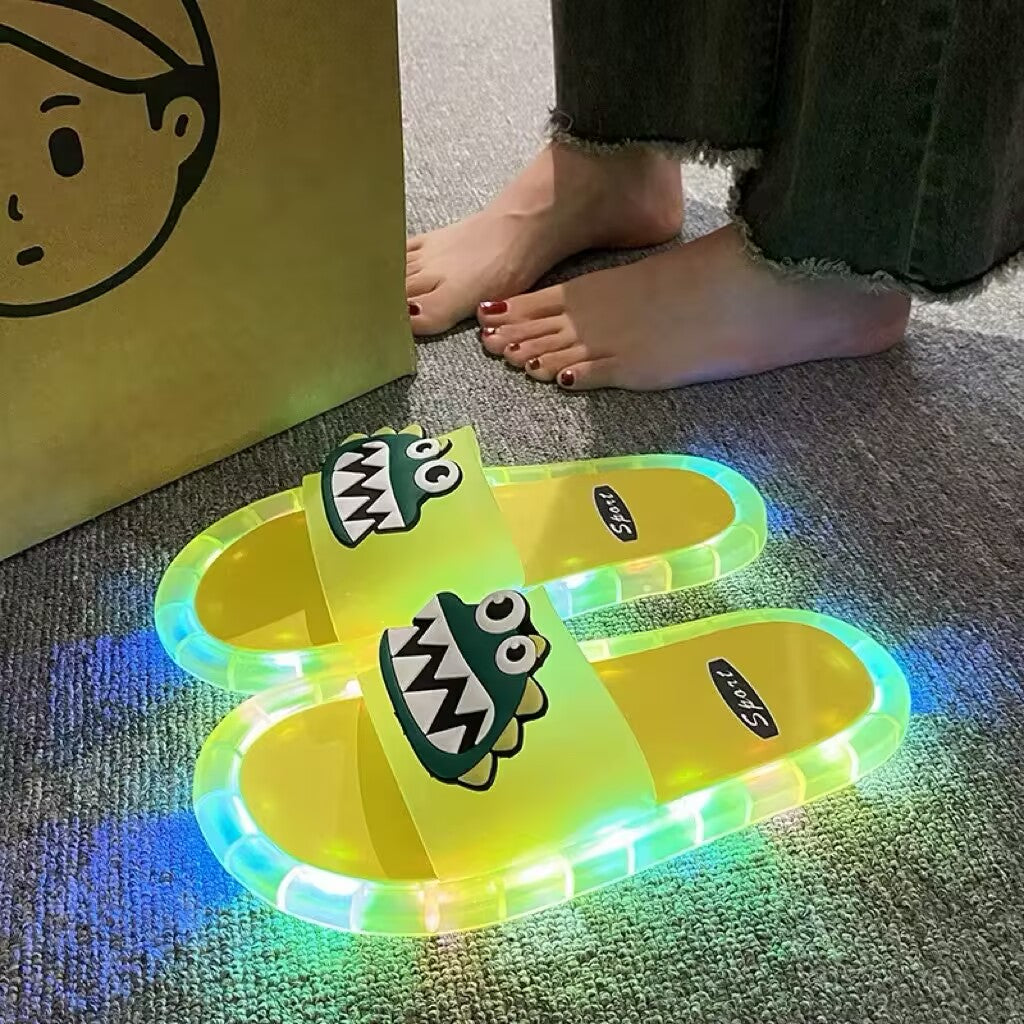 Cute Sparkly LED Shining Crystal Plastic Color Lightweight Non-slip Slippers