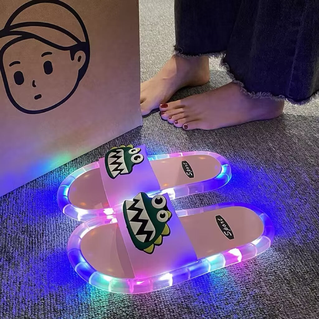 Cute Sparkly LED Shining Crystal Plastic Color Lightweight Non-slip Slippers