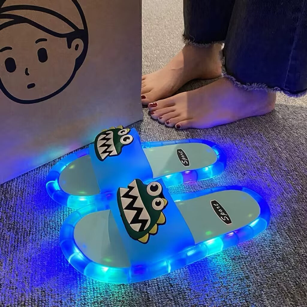 Cute Sparkly LED Shining Crystal Plastic Color Lightweight Non-slip Slippers