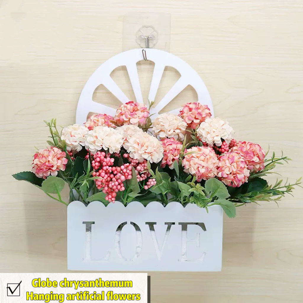 Free Shipping Home Decor Artificial Flowers Hanging Love Box Wall Decor No Drilling Hook
