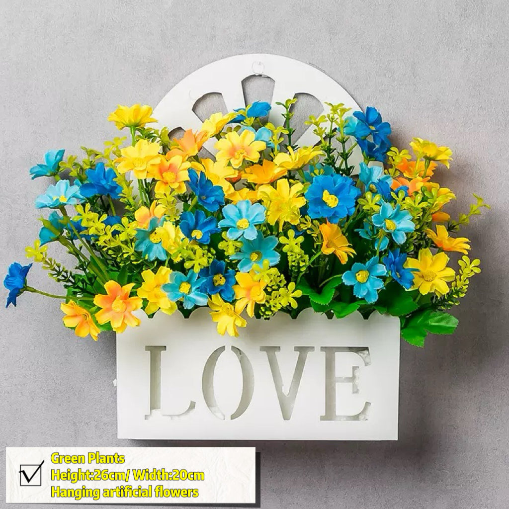 Free Shipping Home Decor Artificial Flowers Hanging Love Box Wall Decor No Drilling Hook