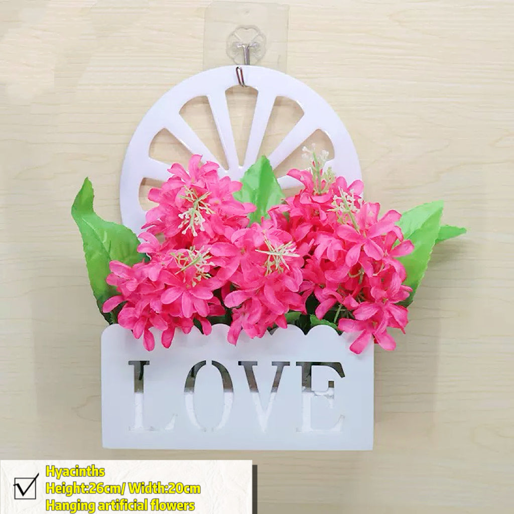 Free Shipping Home Decor Artificial Flowers Hanging Love Box Wall Decor No Drilling Hook