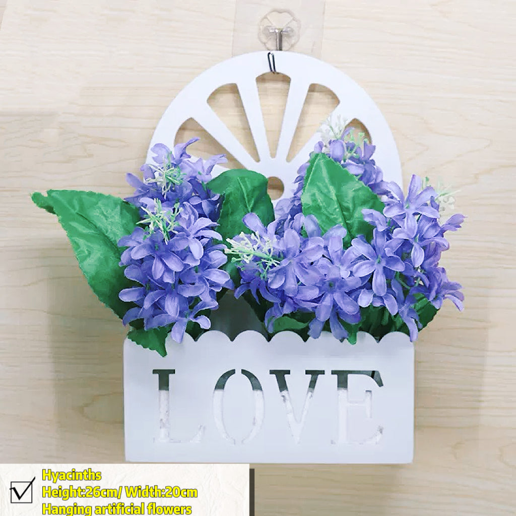 Free Shipping Home Decor Artificial Flowers Hanging Love Box Wall Decor No Drilling Hook