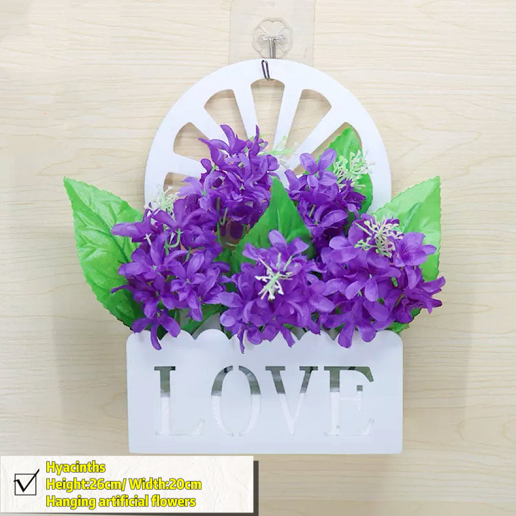 Free Shipping Home Decor Artificial Flowers Hanging Love Box Wall Decor No Drilling Hook