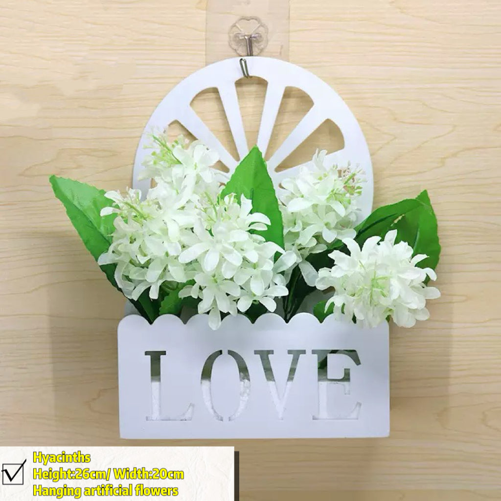 Free Shipping Home Decor Artificial Flowers Hanging Love Box Wall Decor No Drilling Hook