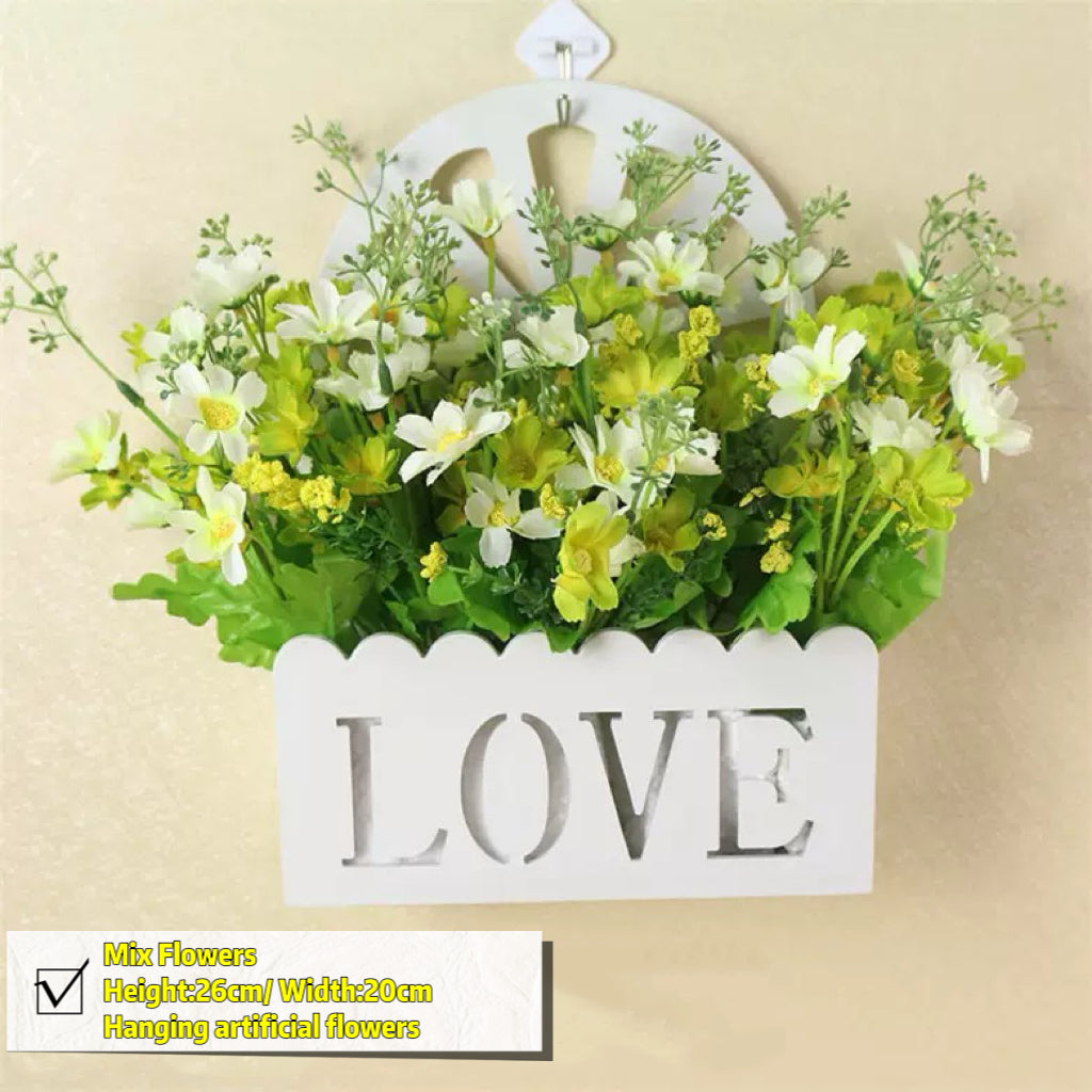 Free Shipping Home Decor Artificial Flowers Hanging Love Box Wall Decor No Drilling Hook