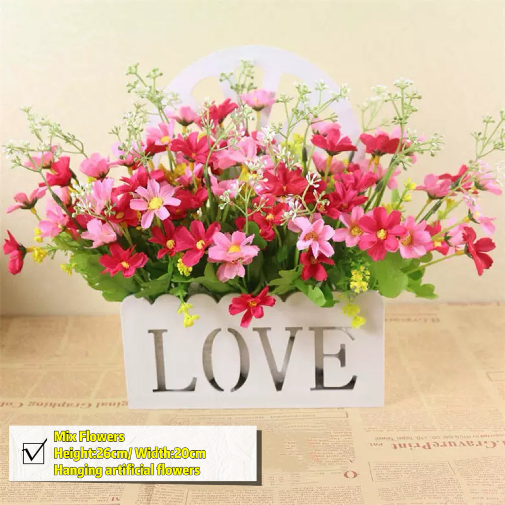 Free Shipping Home Decor Artificial Flowers Hanging Love Box Wall Decor No Drilling Hook