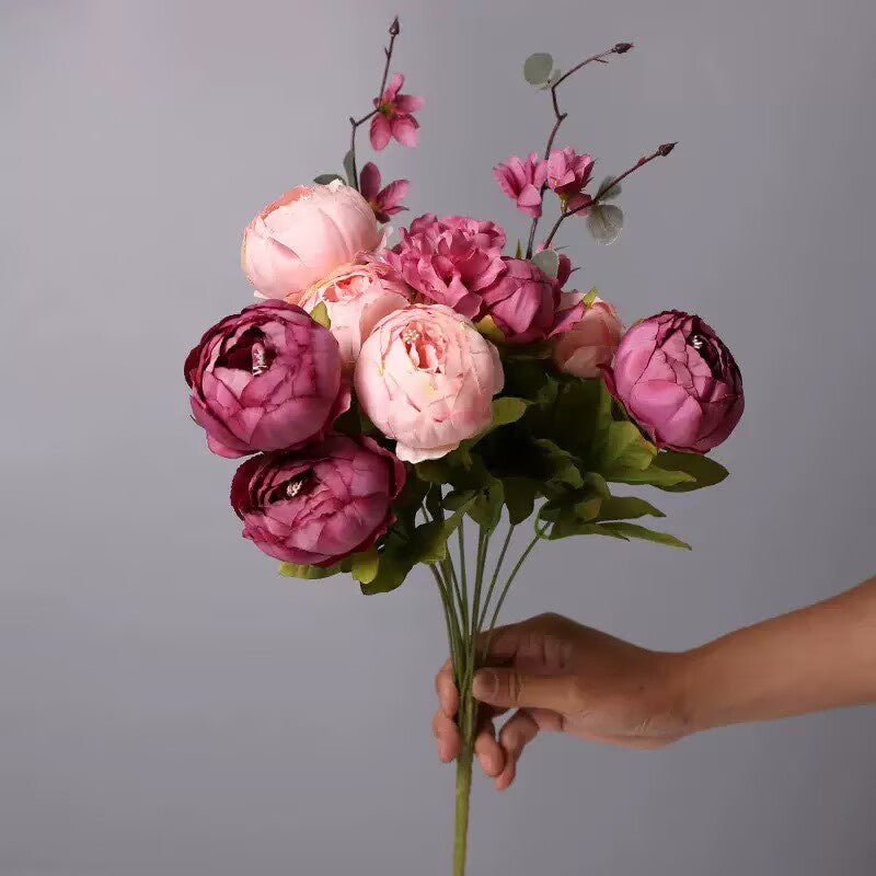 Silk Peony 13 Braches in 1 Pack Home Decor