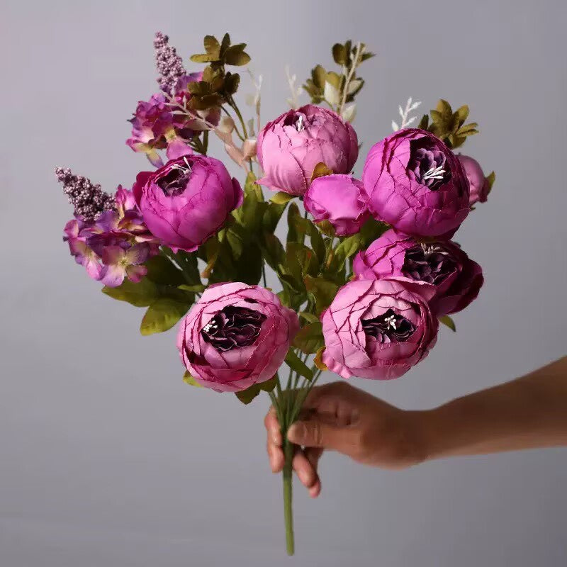 Silk Peony 13 Braches in 1 Pack Home Decor