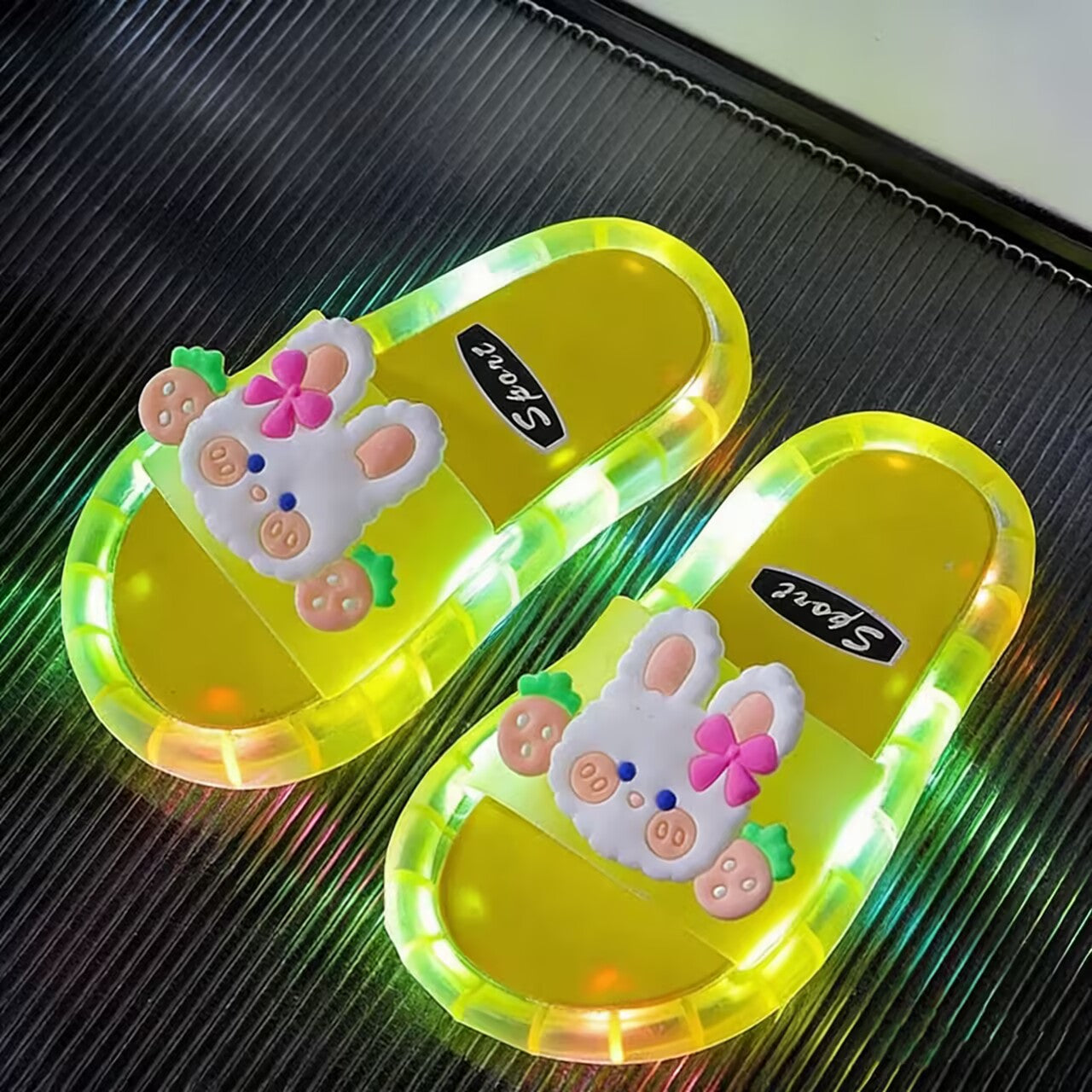 Children Sparkly LED Shining Crystal Plastic Summer Lightweight Non-slip Slippers