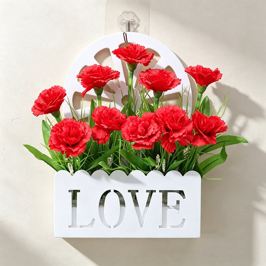 Free Shipping Home Decor Artificial Flowers Hanging Love Box Wall Decor No Drilling Hook