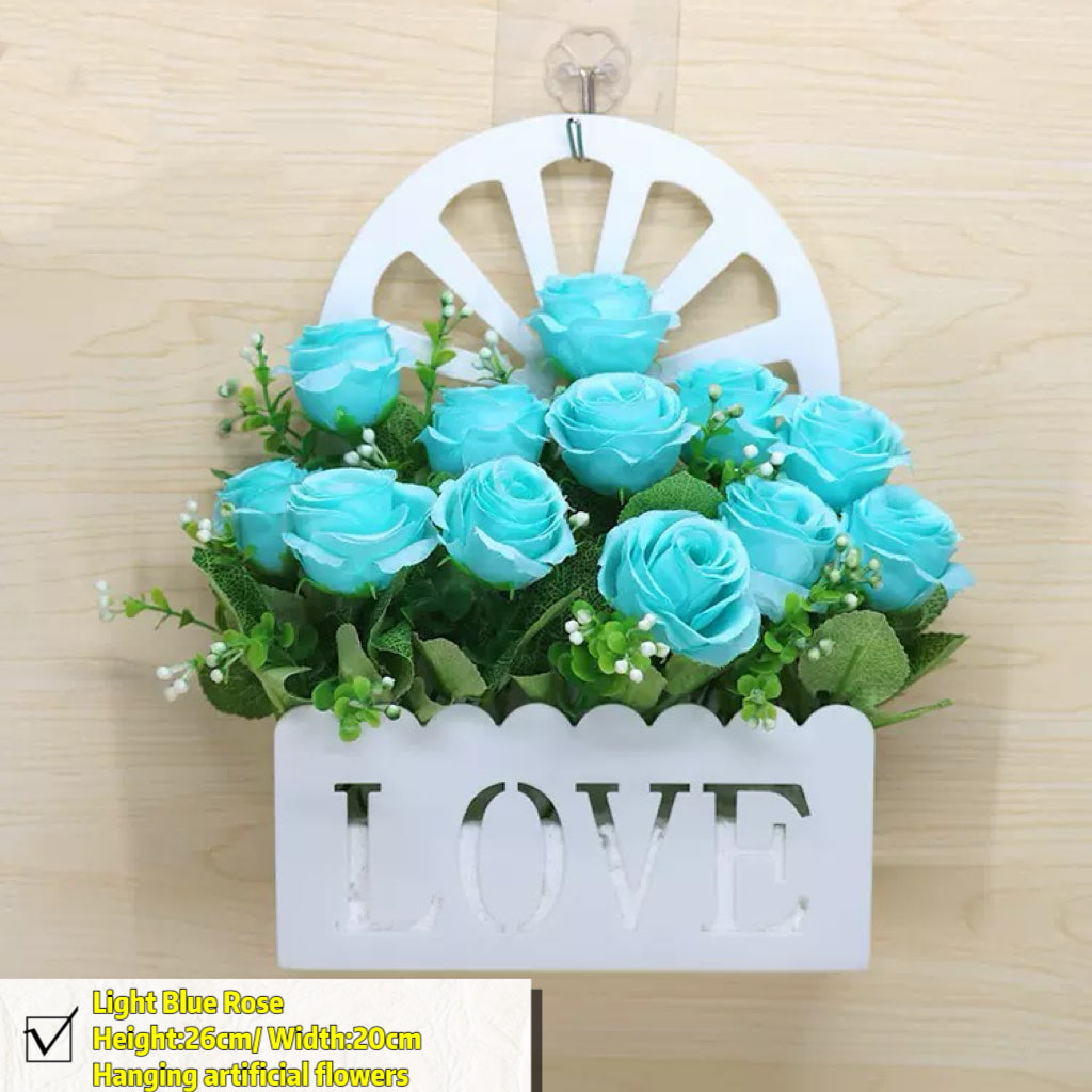 Free Shipping Home Decor Artificial Flowers Hanging Love Box Wall Decor No Drilling Hook