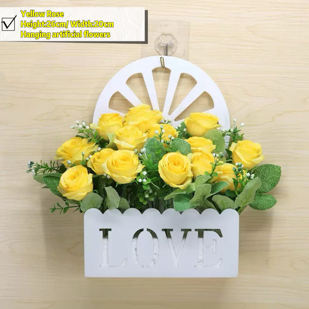 Free Shipping Home Decor Artificial Flowers Hanging Love Box Wall Decor No Drilling Hook