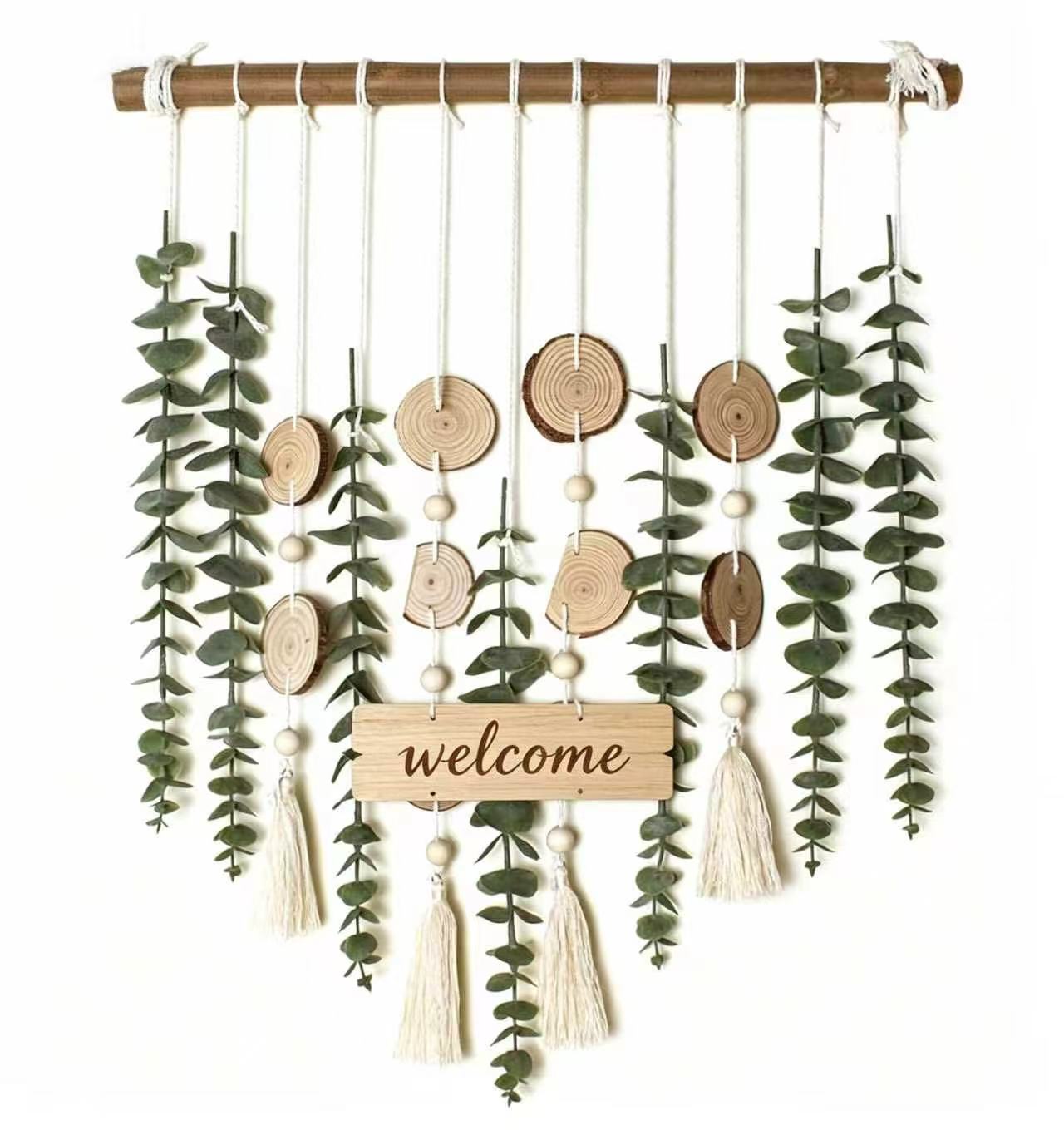 Free Shipping Handmade Artificial Eucalyptus Wall Home Decor Fake Greenery Leaves Stems Wall Hanging Plants Boho Rustic Farmhouse Decor