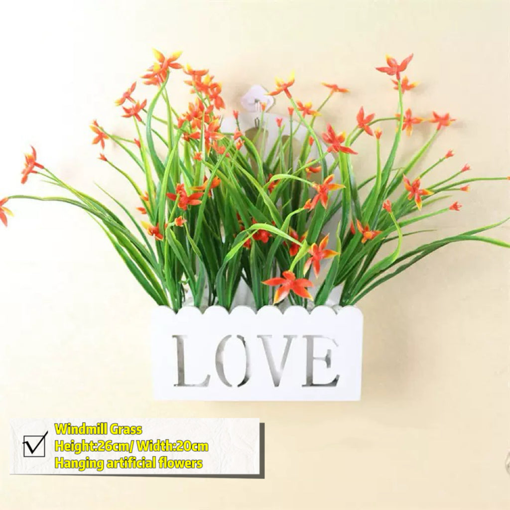 Free Shipping Home Decor Artificial Flowers Hanging Love Box Wall Decor No Drilling Hook